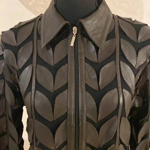 Unique leather studio leaves jacket size 44 - Picture 3 of 8